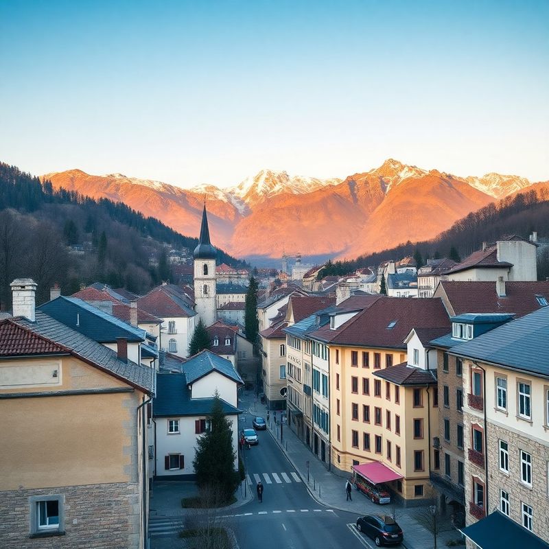 Središče Kranja z Karavankami v ozadju